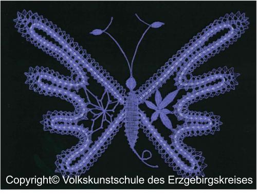 Motiv "Schmetterling" von Steffi Schneider (Klöppelschule Schwarzenberg) / Motif "Butterfly" by Steffi Schneider (bobbin lace making school Schwarzenberg
